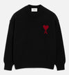 ❤️ AMI Paris – Black Sweater with Red Logo