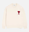 ❤️ AMI Paris – White Sweater with Red Logo
